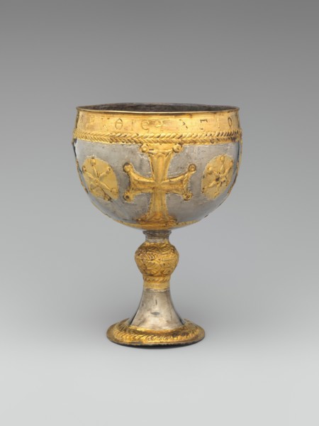 The Attarouthi Treasure - Chalice, Byzantine, 500-650. Inscribed in Greek.