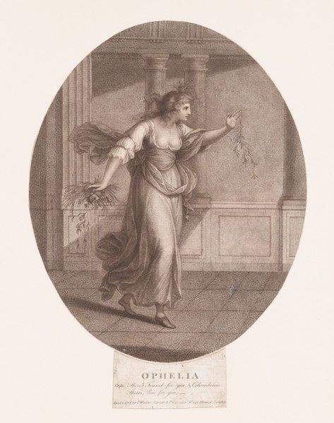 Ophelia: "There's fennel for you, and columbines" (Shakespeare, Hamlet, Act 4, Scene 5), 1787.