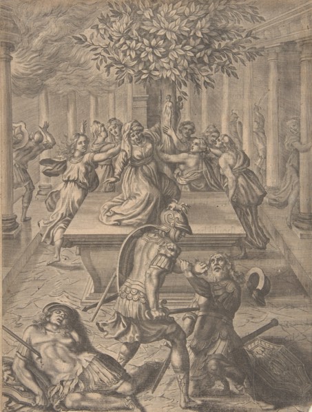 The Sack of Troy-Pyrrhus Killing Priam, before 1654.