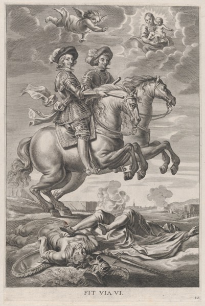 Plate 10: The King of Hungary and Ferdinand on horseback; from Guillielmus Becanus's 'Serenissimi Principis Ferdinandi, Hispaniarum Infantis...', 1636.