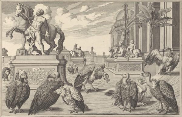 Residences Memorables de l'Incomporable Heros de Nôtre Siècle, ou Edifices et Jardins de Son Altesse Serenissime Monsigneur Le Prince Eugene François de Savoye et de Piedmont, 1731-40. [Birds of prey]...
