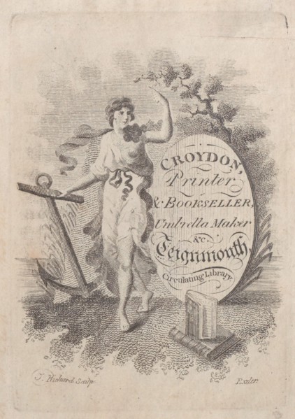Trade Card for Croydon, Printer, Bookseller, and Umbrella Maker, 19th century.