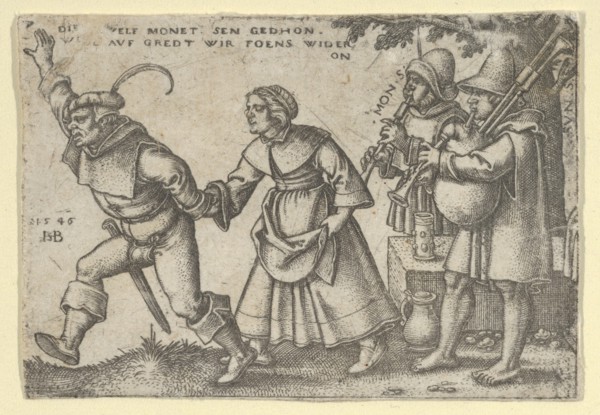 The Year's End, from The Peasants' Feast or the Twelve Months, 1546. [Die Zwelf Monet Sen Gedhon / Wol Aug Gredt Wir Foens Wider/ On].