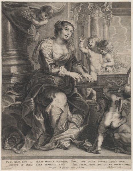 Saint Cecilia playing the organ surrounded by putti, ca. 1640-59.