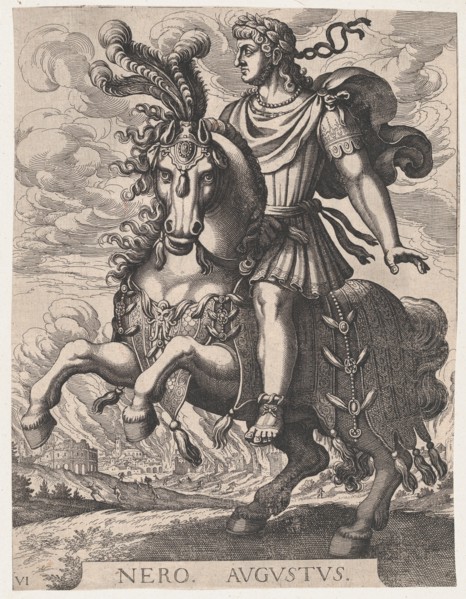 Plate 6: Emperor Nero on Horseback, from 'The First Twelve Roman Caesars', after Tempesta, 1610-50.