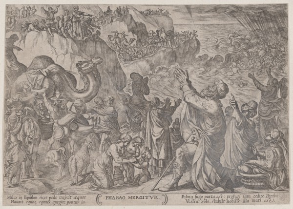 Plate 8: The Egyptians Drowning in the Red Sea, from 'The Battles of the Old Testament', ca. 1590-ca. 1610.