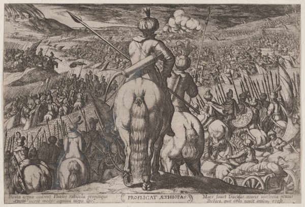 Plate 5: The Defeat of the Ethiopians, from 'The Battles of the Old Testament,', ca. 1590-ca. 1610.