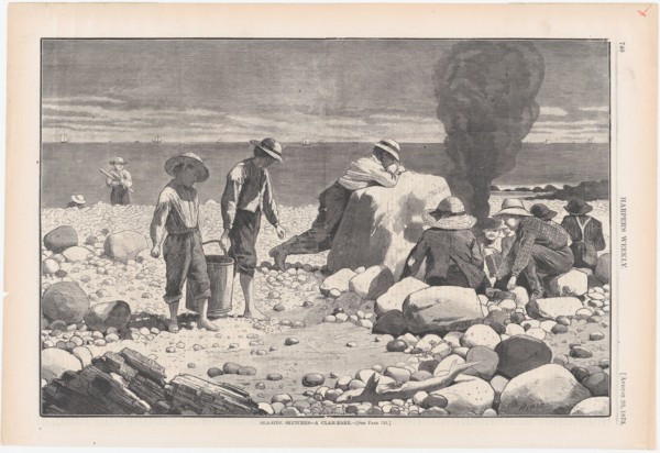 Sea-side Sketches - A Clam-Bake (Harper's Weekly, Vol. XVII), August 23, 1873.