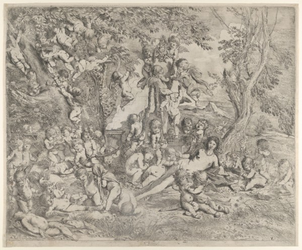 The Garden of Venus who reclines in the centre before a herm of Pan and surrounded by cupids, ca. 1631-37.