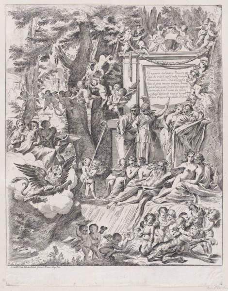 An allegory in honor of the arrival of Cardinal Franciotti as Bishop of Lucca, 1680-1700.