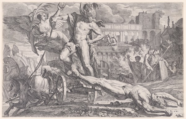 Achilles dragging the body of Hector around the walls of Troy, 1648-50.