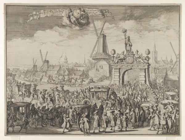 Entrance of William III into The Hague (Inhaling van S.K. Maj. aende Westeynder brug door de E.A. Magistraet van s'Gravenhage / Reception de sa Majesté au pont du Westende) from Bidloo, Inkomste van K...