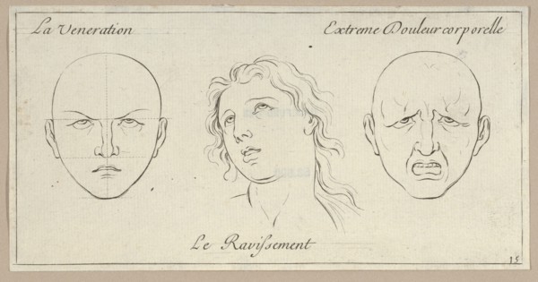 La Veneration, Le Ravissement, Extrême Douleur corporelle (from Caractères des passions, gravés sur les desseins de l'illustre Monsieur le Brun), 1695-1720.