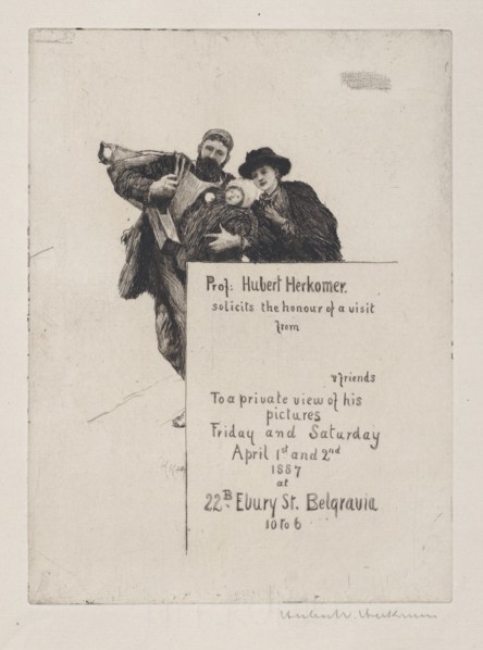 Invitation with vignette from "The First Born" (with text), 1887.