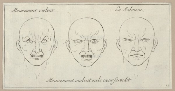 Mouvement Violent, Mouvement violent ou le coeur seroidit, La Jalousie (from Caractères des passions, gravés sur les desseins de l'illustre Monsieur le Brun), 1695-1720.