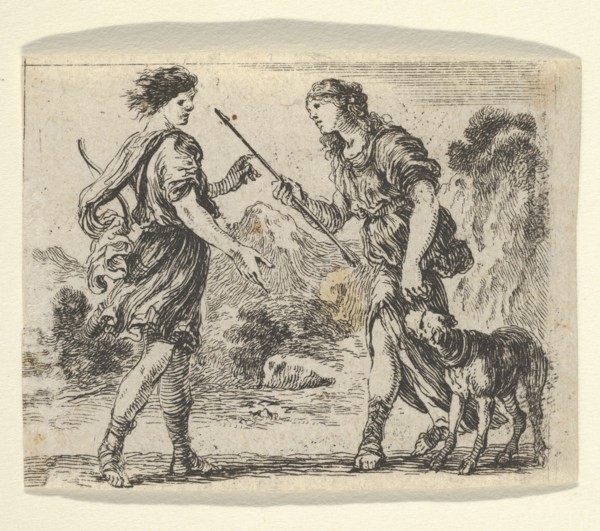 Cephalus and Procris, from 'Game of Mythology' (Jeu de la Mythologie), 1644.