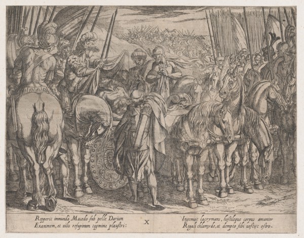 Plate 10: Alexander Finding the Body of Darius, from The Deeds of Alexander the Great,, 1608.