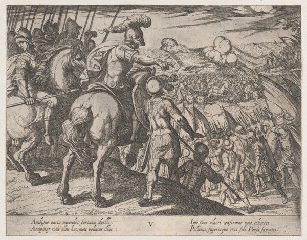 Plate 5: Alexander Directing a Battle, from The Deeds of Alexander the Great, 1608.