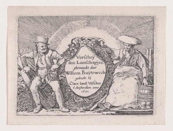 Titlepage, from Verscheyden Landtschapjes (Various Little Landscapes), Plate 1, ca. 1616.