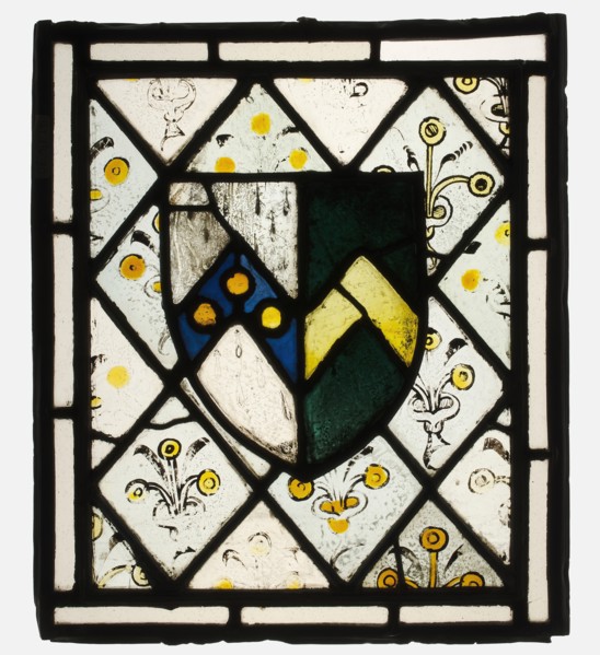 Stained Glass Panel with Heraldic Shield of Johnson, British, ca. 1500.