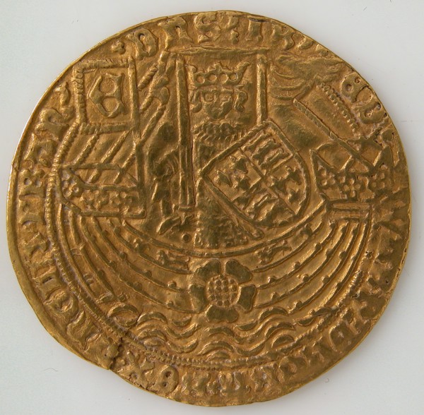 Coin with Rose Noble and Edward IV, British, 1464-1470.