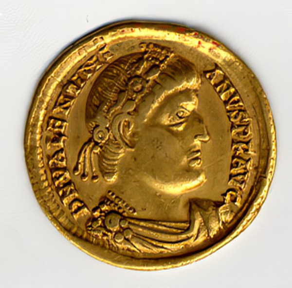 Gold Solidus of Valentinian I (364-75), Byzantine, 364-375.