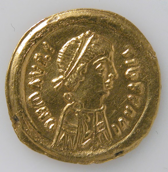 Tremissis of Mauricius Tiberius, Byzantine, ca. 582-602.
