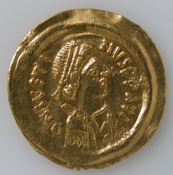 Tremissis of Mauricius Tiberius, Byzantine, ca. 582-602.