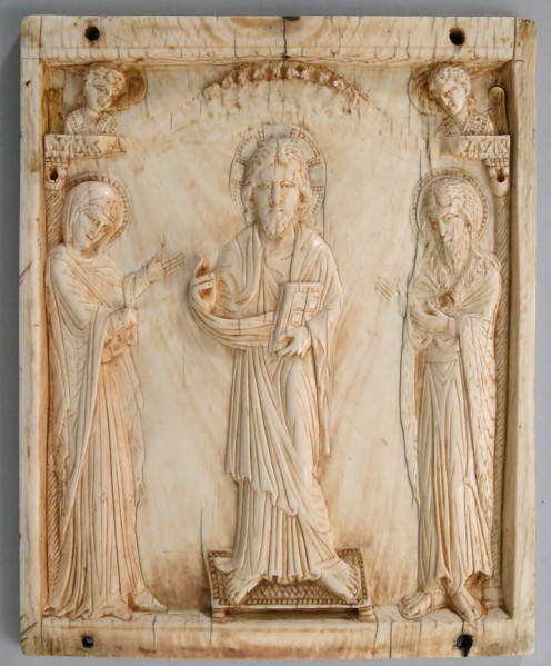 Icon with the Deesis, Byzantine, mid-900s. Christ with the Virgin and John the Forerunner (the Baptist)