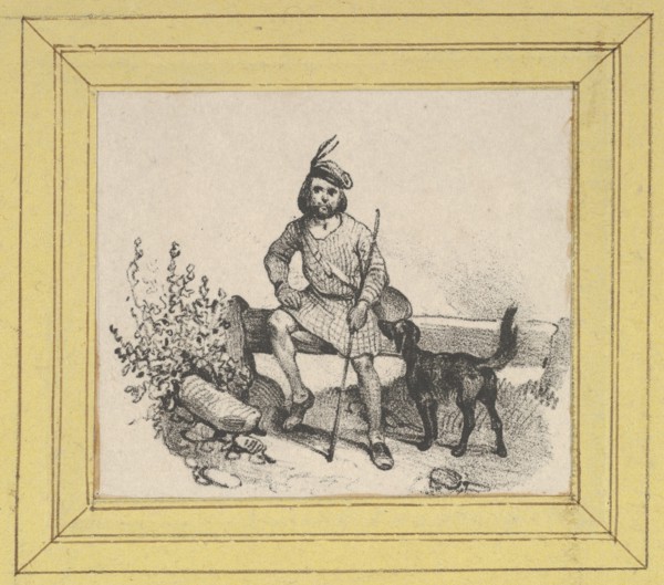 Man sitting with a dog, mid-19th century.