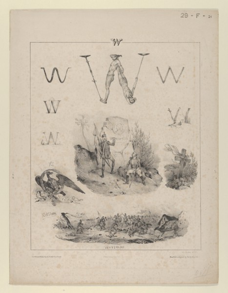 The letter "W": Washington, Wagram, Waterloo, 1833.