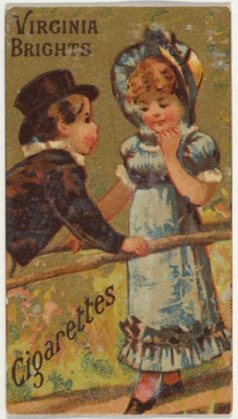 From the Girls and Children series (N64) promoting Virginia Brights Cigarettes for Allen & Ginter brand tobacco products, 1886.