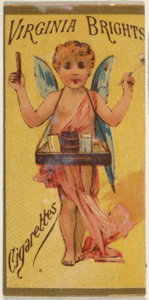 From the Girls and Children series (N64) promoting Virginia Brights Cigarettes for Allen & Ginter brand tobacco products, 1886.