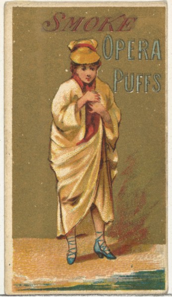 From the Girls and Children series (N65) promoting Opera Puffs Cigarettes for Allen & Ginter brand tobacco products, ca. 1886.