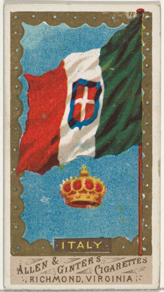 Italy, from Flags of All Nations, Series 1 (N9) for Allen & Ginter Cigarettes Brands, 1887.