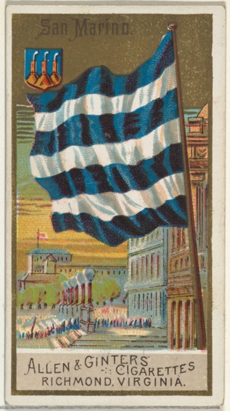 San Marino, from Flags of All Nations, Series 2 (N10) for Allen & Ginter Cigarettes Brands, 1890.