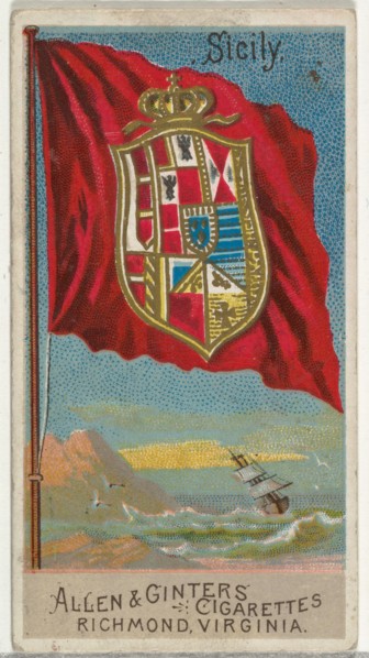 Sicily, from Flags of All Nations, Series 2 (N10) for Allen & Ginter Cigarettes Brands, 1890.