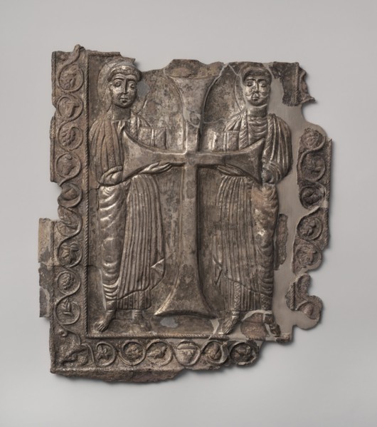 Plaque with Two Saints, Byzantine, 6th century. Closely resemble early depictions of the evangelists John and Matthew.