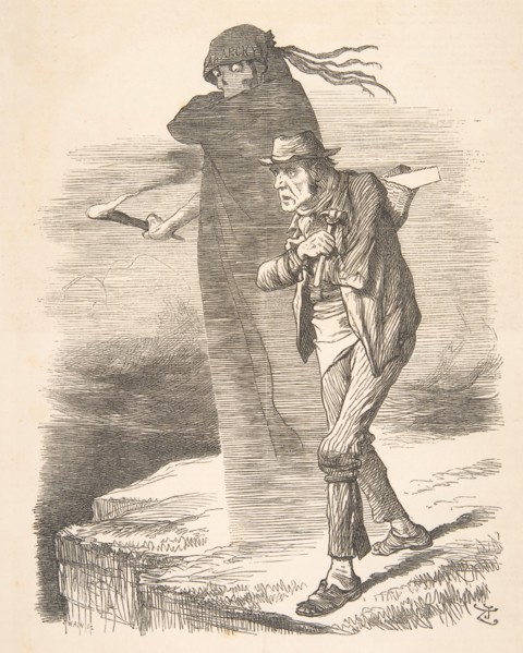 The Tempter (Punch, November 27, 1886), 1886. [Spirit of Anarchy: "What! No Work! Come and enlist with me - I'll find work for you!!"].
