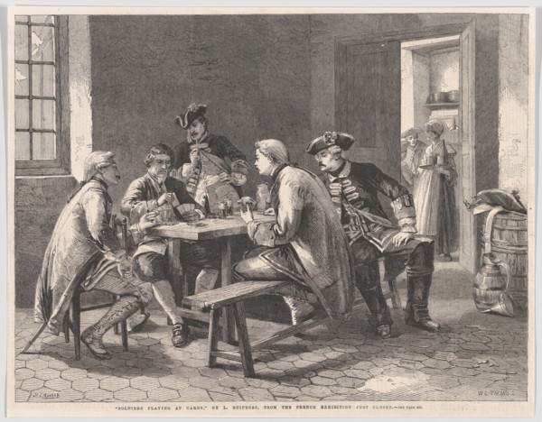 Soldiers Playing at Cards, from "Illustrated London News", May 4, 1861.