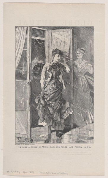 In Came a Storm of Wind, Rain and Spray - and Portia (The Galaxy, An Illustrated Magazine of Entertaining Reading, Vol. VIII), December 1869.