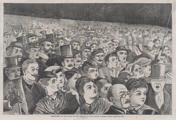 Fire-Works on the Night of the Fourth of July (Harper's Weekly, Vol. XII), July 11, 1868. Creator: Unknown.