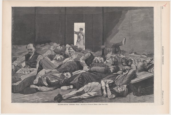 Station-House Lodgers (Harper's Weekly, Vol. XVIII), February 7, 1874.