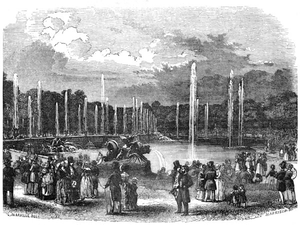 General view of the Fountains at Versailles whilst at work