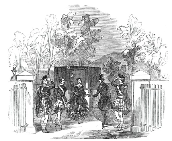 Her Majesty and Prince Albert alighting at Blair Athol Church