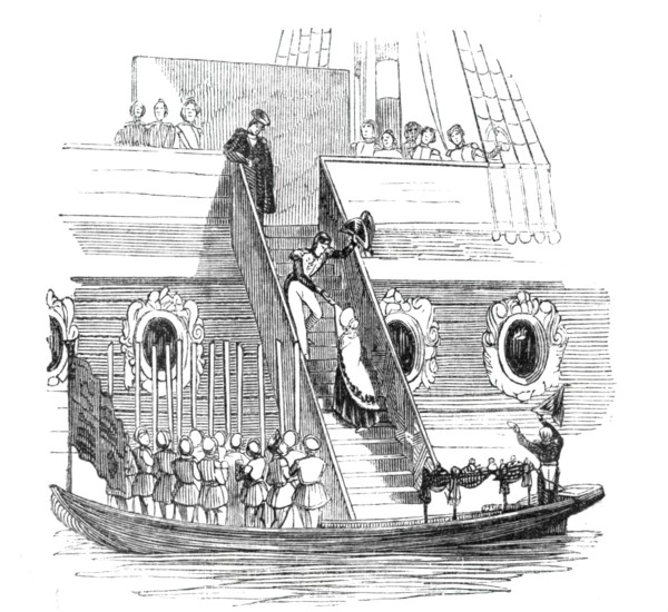 Her Majesty going on board the Royal George