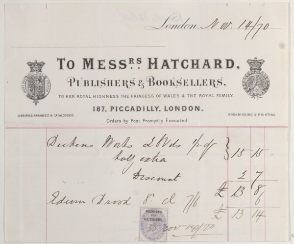 Trade card for Messrs. Hatchard