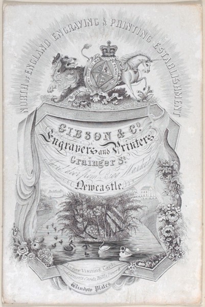 Trade card for North of England Engraving & Printing Establisment