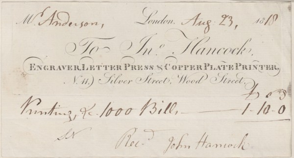 Trade Card for John Hancock