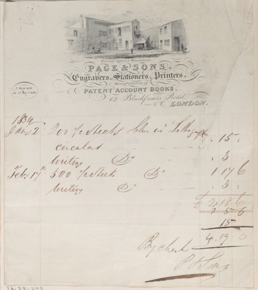 Trade Card for Page & Sons